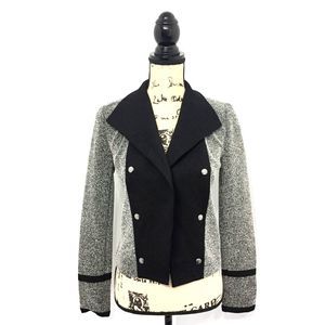 Calvin Klein 2 Blazer Black White Tweed Open